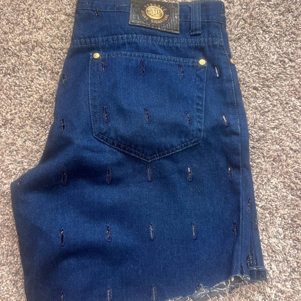 Versace Women's Dark Blue Denim Shorts